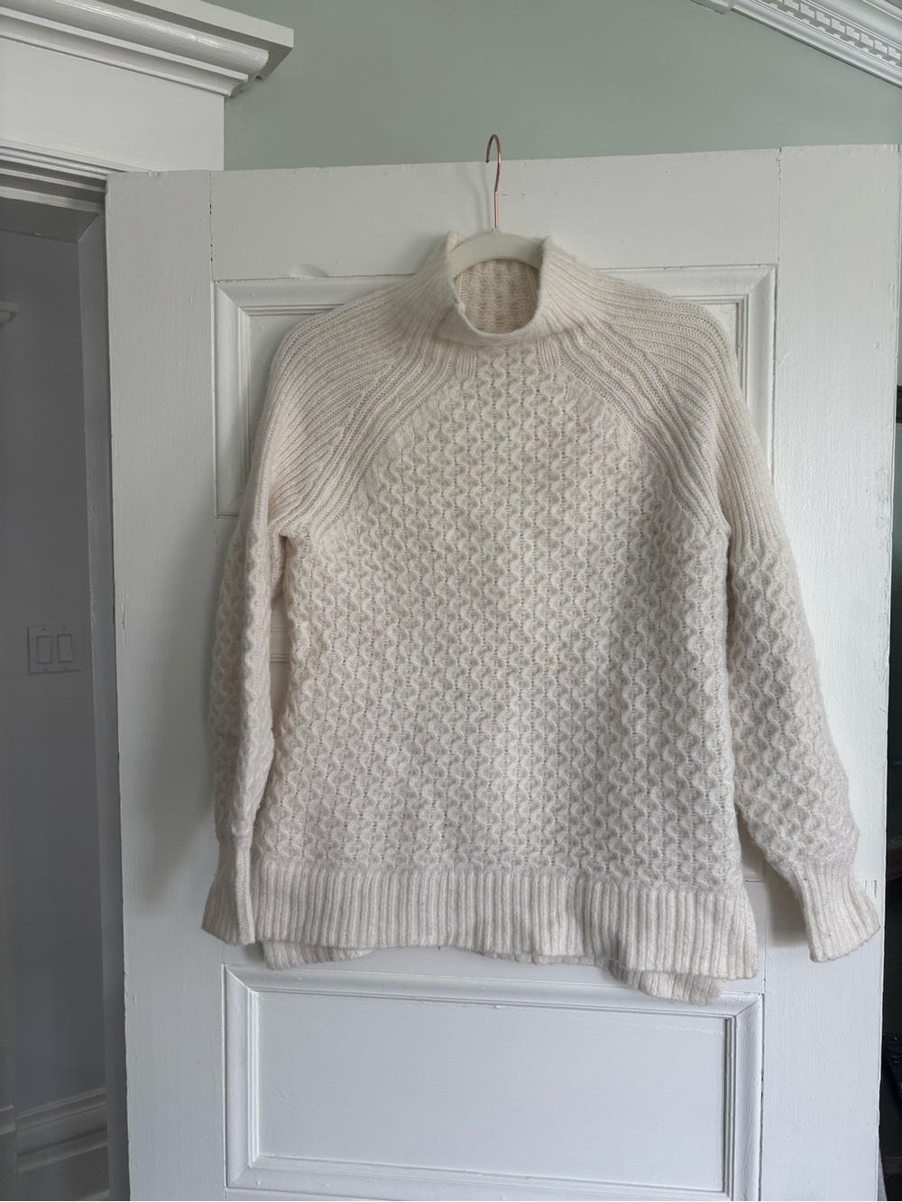 Anthropologie Cream Cable Knit Turtleneck Sweater